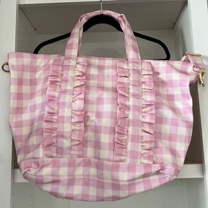 Worn once! Stoney Clover Lane Pink and Cream Gingham Tote.